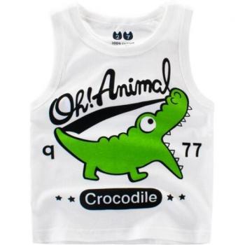Camiseta de verano para niños con cuello redondo y cocodrilo