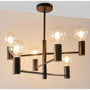 Vogue Forsan 6 Light Flush Chandelier Black