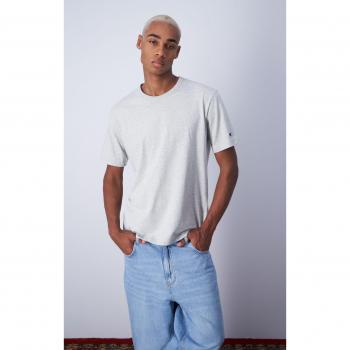 T-shirt Minimal Grigio Chiaro con C Patch