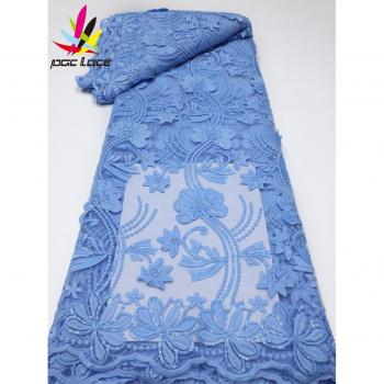 Dentelle et sequins nigérians en soie de lait, tissu pour robe de mariée, 2022, YA5100B-6