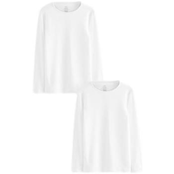 Weiße Kids-Shirts mit langen Ärmeln – 2‑Stück-Set (9–12 Jahre)
