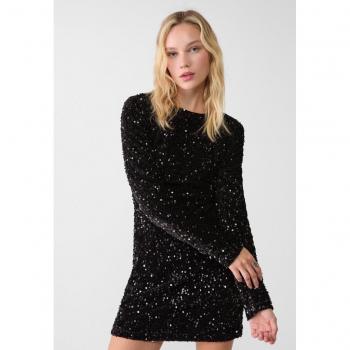 Vestito corto con paillettes e schiena scoperta colore nero XL