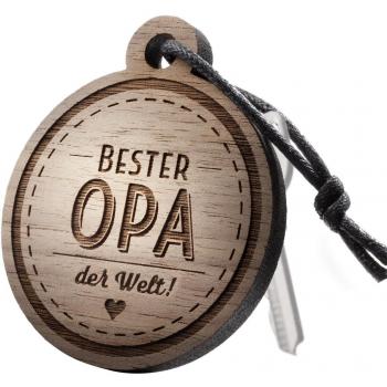 Holz‑Eleganz: Nussbaum Schlüsselanhänger „Bester Opa“ – personalisiertes Geschenk
