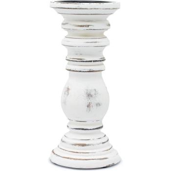 Classic Whitewashed Mango Wood Candle Lampstand