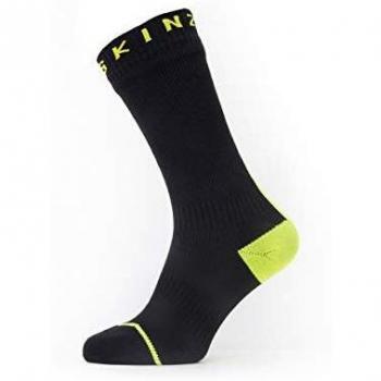 SealSkinz Men's Black/Yellow Hydrostop Mid-Length All Weather Socks