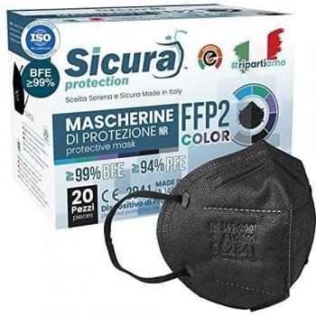 Mascherine FFP2 Nero Sicura – BFE ≥99%, CE certificato