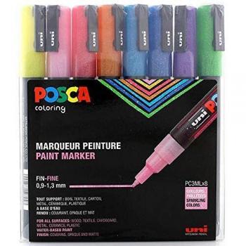 Set de marqueurs peinture Posca 8 couleurs pailletées
