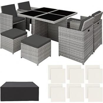 TecTake 800857 Salon de Jardin Poly Rotin 8 Places