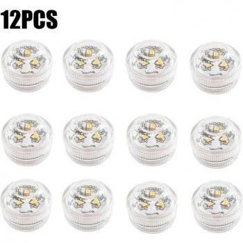 Set de 12 luces redondas LED a pilas para buceo, impermeables y coloridas
