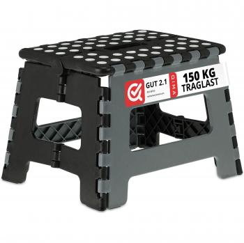 Escabeau à 1 Marche Pliable Relaxdays – Poignée 120 kg – Noir