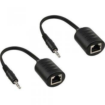 Prolunga Audio Passivo per Rete LAN via Cavo Ethernet RJ45, Jack 3.5 mm, 50 m, Nero