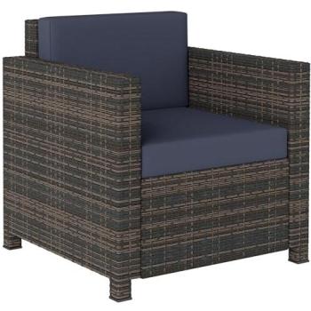 Brown and Blue Rattan Garden Seating – Single Armchair