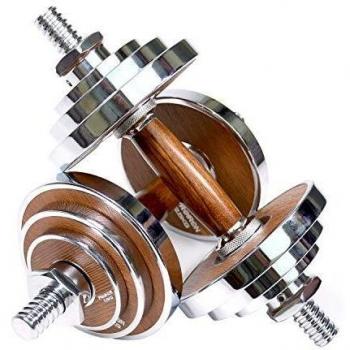Walnut-Steel Adjustable Dumbbell Set 20kg