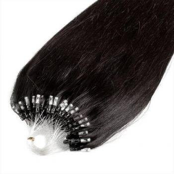 Hair 2 Heart – Echthaar‑Extension Premium Mikrorings Extensions #4/0 Mittelbraun 40 cm (Schwarz)