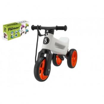 Odrážedlo FUNNY WHEELS Rider SuperSport bílé/oranž 2v1 + popruh, výš. sedla 28/30 cm, nosnost 25 kg