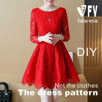 Mid-Length Women's Stretch Lace Dress Pattern BLQ-278