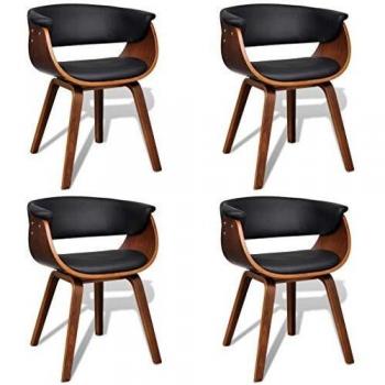 VidaXL Sedie da Pranzo 4 pz in Legno Curvato e Pelle Artificiale
