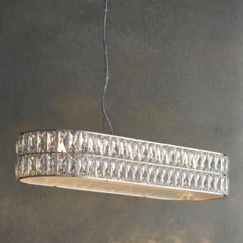 Netlighting Verina LED 5 Light Bar Pendant Chrome, Crystal Glass Detail