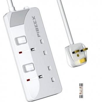 Pibeex 13A Fused 2‑Way Plug Strip