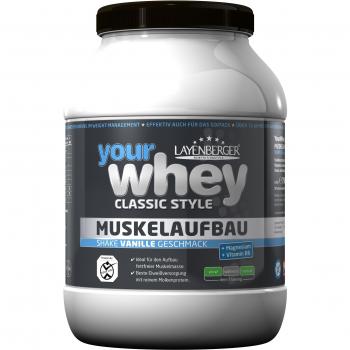 Layenberger Whey Protein Shake Vanille mit 73,1 % Eiweiß und 21,5 % BCAA, 750g