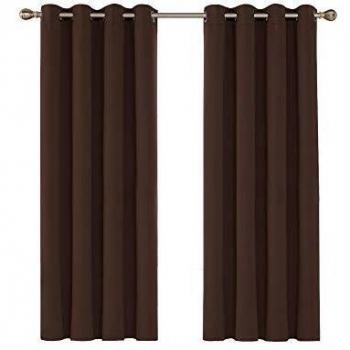 Cortinas Modernas Deconovo para Ventanas de Niños 2 Paneles 132 x 138 cm Marrón