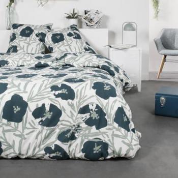 Parure de lit double en flanelle imprimé floral 240 x 260 cm