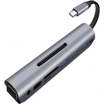 Hub USB‑C 3.0 con Splitter HDMI, VGA y 8 puertos adicionales