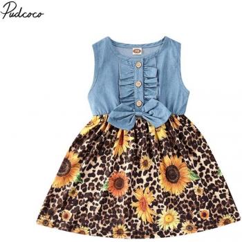 A-Line Summer Dress for Baby Girls with Denim and Ruffles