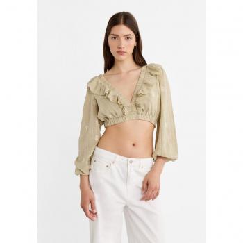 Cropped Blouse with Criss-Cross Back