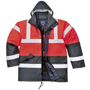 Oxford Weave 300D Class 3 Hi Vis Contrast Traffic Jacket Red / Navy 3XL
