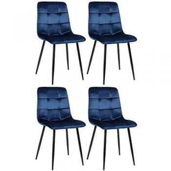 Set di sedie Tilde blu in velluto, 4 pezzi