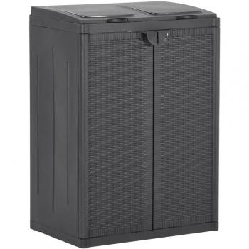 VidaXL Black Dual-Door Trash Container 25.6x17.7x34.6