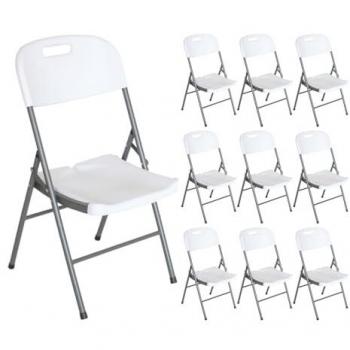 Pack 10 Sillas Plegables con Asa Blancas 47x58x87cm Thinia Home