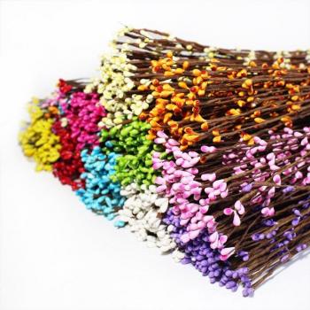 Corona DIY de Mimbre, Bayas y Flores Artificiales de 40 cm para Decoraciones de Bodas y Hogar, Material de Alambre Nylon