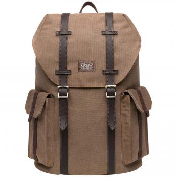 KAUKKO Reiserucksack 14 mit Laptopfach – 17,8 L Kapazität, robustes Khaki‑Segeltuch, für Männer und Frauen