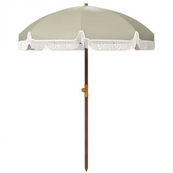 Parasol à franges style bohème vert