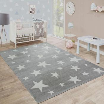 Paco Home Tapis Enfant Design Étoile – Taille 80×150 cm, Nuance Taupe