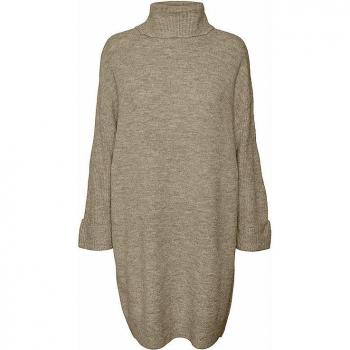 Vero Moda Knielanges Strickkleid mit Rollkragen Modell 'JUPITER' in Taupe, Größe L