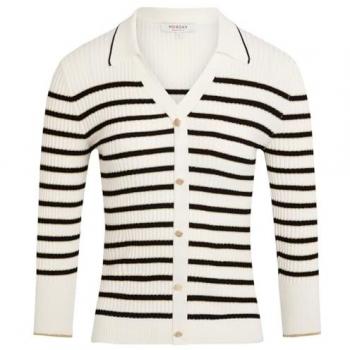 Pull Femme Morgan à Manches 3/4 Rayé Blanc