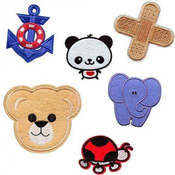 Toppe Colorate da Stirare: Orsetto, Elefante, Panda – 6 Pezzi