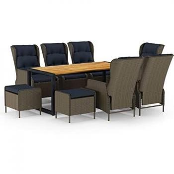 VidaXL Set di Mobili da Giardino 9 pz Color Marrone