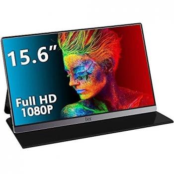 IVV 15.6 Inch IPS Screen 1920x1080 Full HD USB-C/Mini HDMI Portable Monitor for PC, MacBook Pro, Laptop, Smartphone, Nintendo Xbox PS3 PS4 PS5