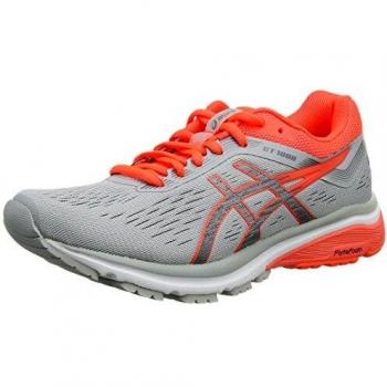 Asics Women's Gt-1000 7 Performance Running Sneakers, Mid Grey/Flash Coral