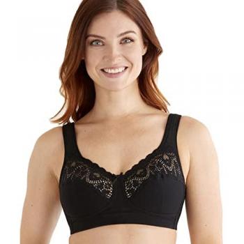 Swegmark True Beauty Bügelloser BH aus 95% ökologischer Baumwolle mit Elastikspitze, Cup B, Schwarz, Größe 100