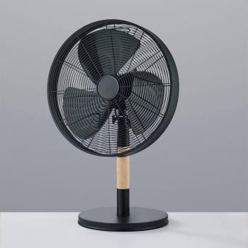 Viking Ventilatore Da Appoggio Nero E Legno Con Interruttore 3 Velocita' Oscillante H. 57Cm D. 35Cm