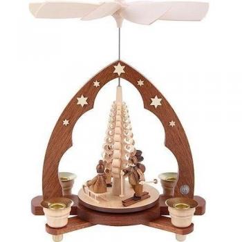 1-stöckige Winterkinder Pyramide 28 cm aus Naturholz