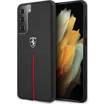 Cover per smartphone in pelle Ferrari Nero per Samsung S21 G991 con accessori inclusi