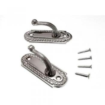 Chrome Curtain Tie Back Hooks 70mm with Screws