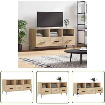 JINLEFU LIVING STORE TV‑Schrank Sonoma 102x36x50 cm – Eichenholz, dunkelbraun