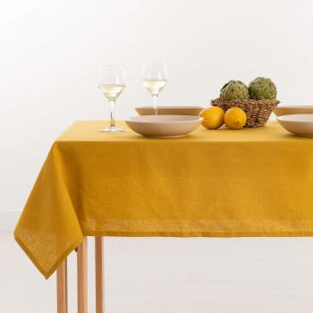 Muare Nappe en lin naturel 250x150 couleur moutarde